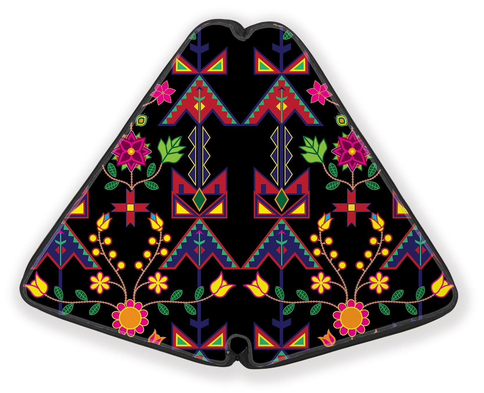 27 Inch Fan Case - Geometric Floral Spring Black