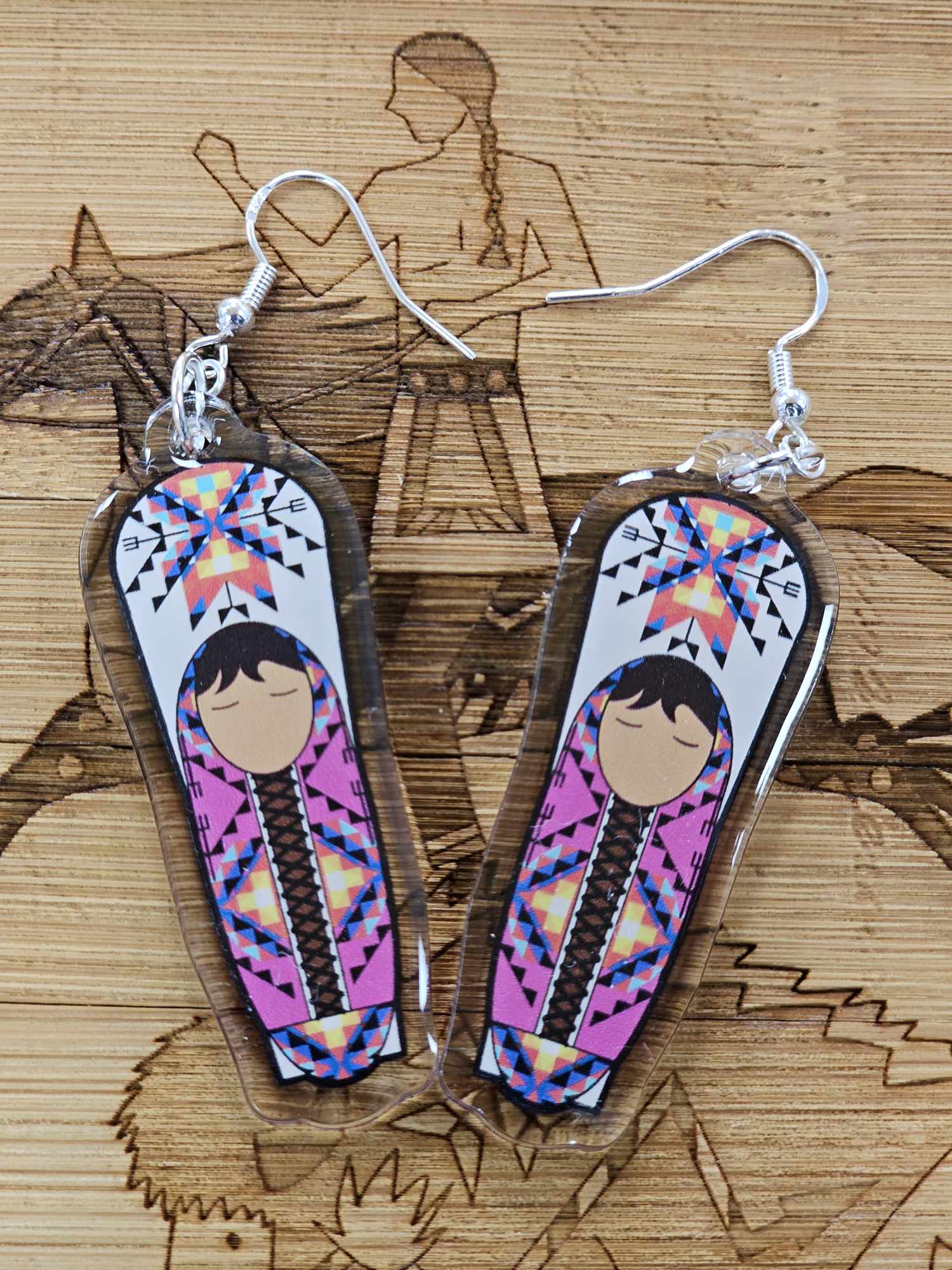 Pink Cradleboard Earrings