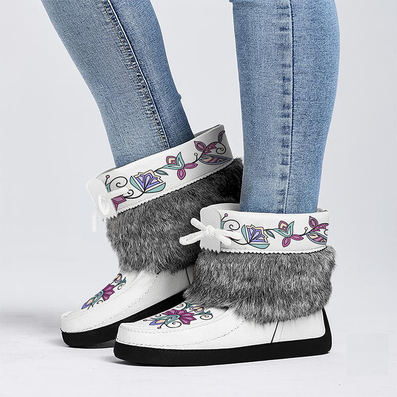 Moonlit Frost Leather MocLux Ankle with Fur