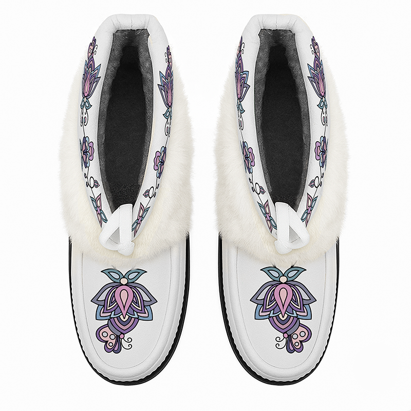 Snow Petal Spirit Leather MocLux Ankle with Fur
