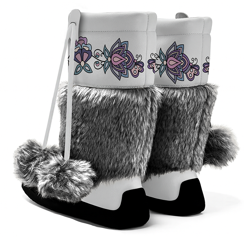 Snow Petal Spirit Real Leather MocLux Calf with Fur