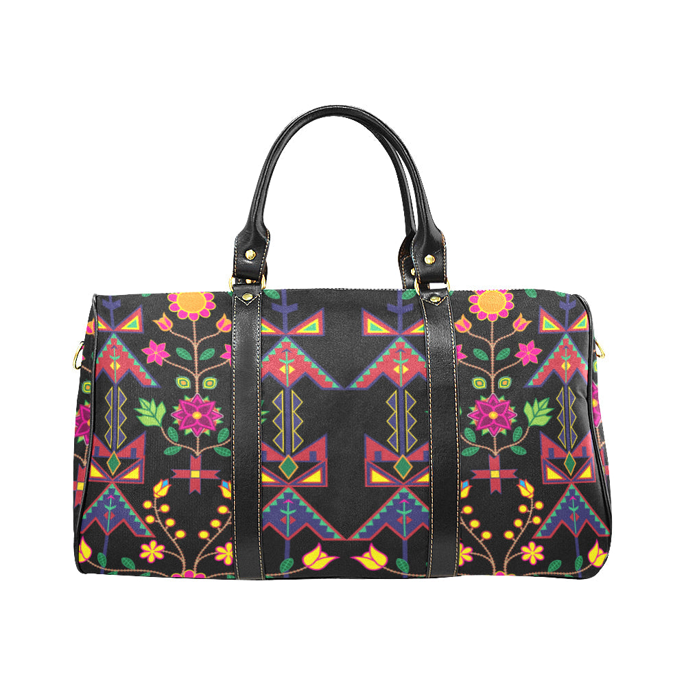 Geometric Floral Spring-Black New Waterproof Travel Bag/Large (Model 1639)
