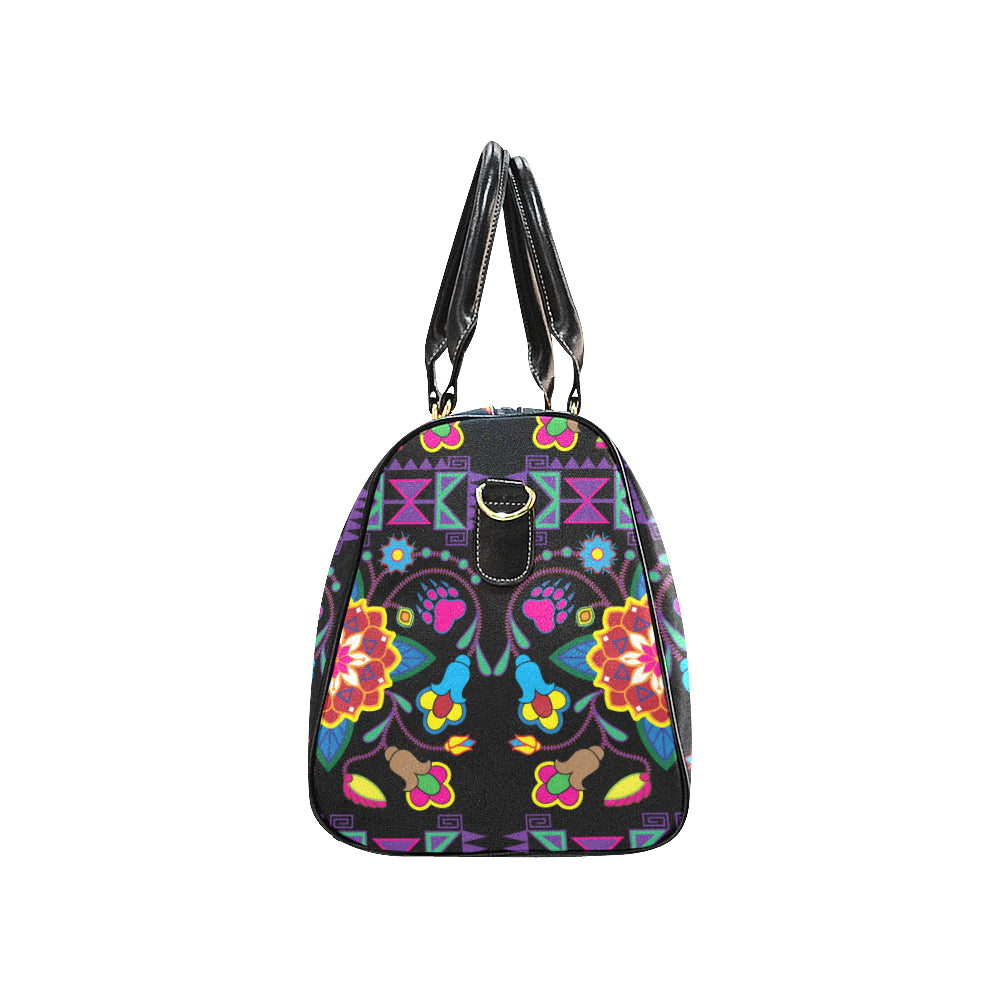 Geometric Floral Winter-Black New Waterproof Travel Bag/Large (Model 1639)