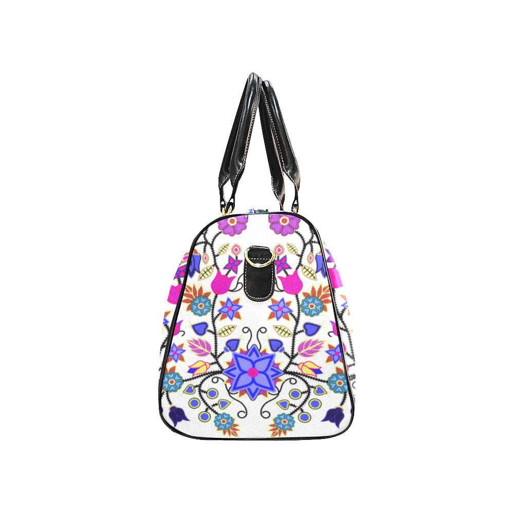 Floral Beadwork Seven Clans White New Waterproof Travel Bag/Large (Model 1639)
