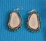 Denise Angasina Bryan Caribou Antler Earrings Cyan Bead