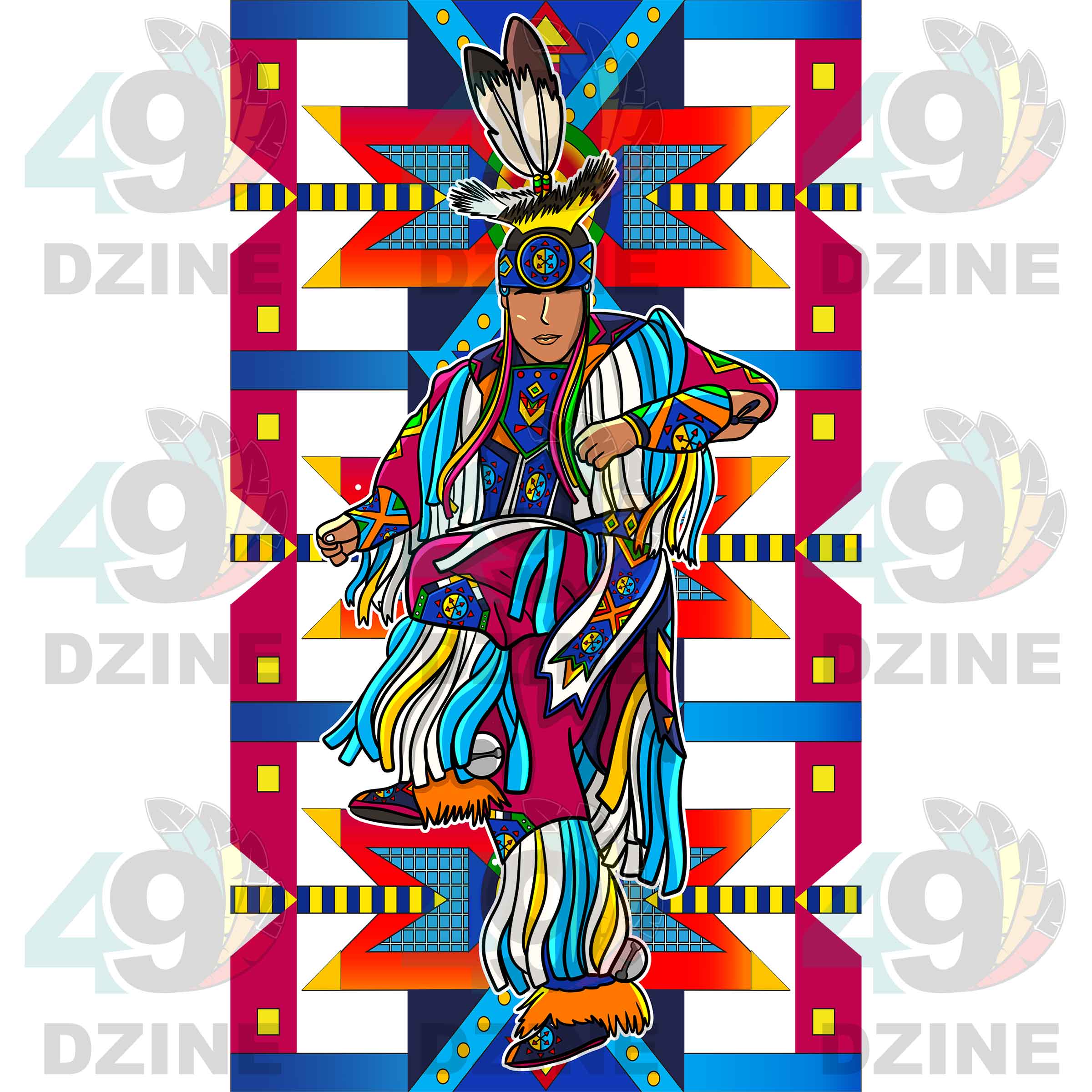 Fancy Dancer 9 with Geometric Design Transfer (Various Sizes)