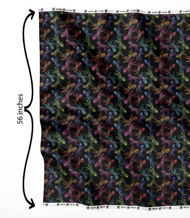 Neon Floral Horses Cotton Poplin