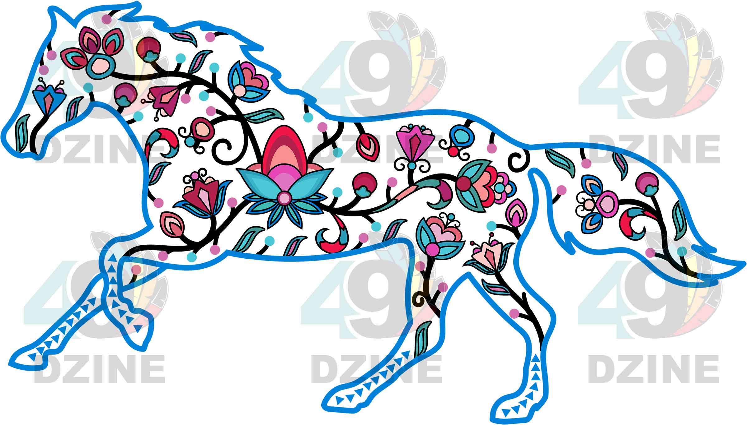 Horse Floral Animals 02 UV Sticker