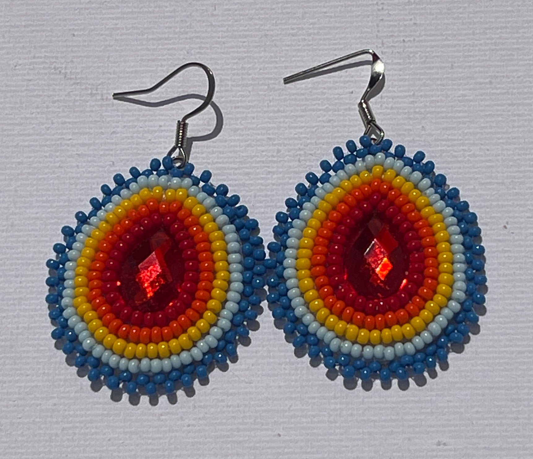 Brandon Swain Novlesky Red Teardrop Rainbow Earrings