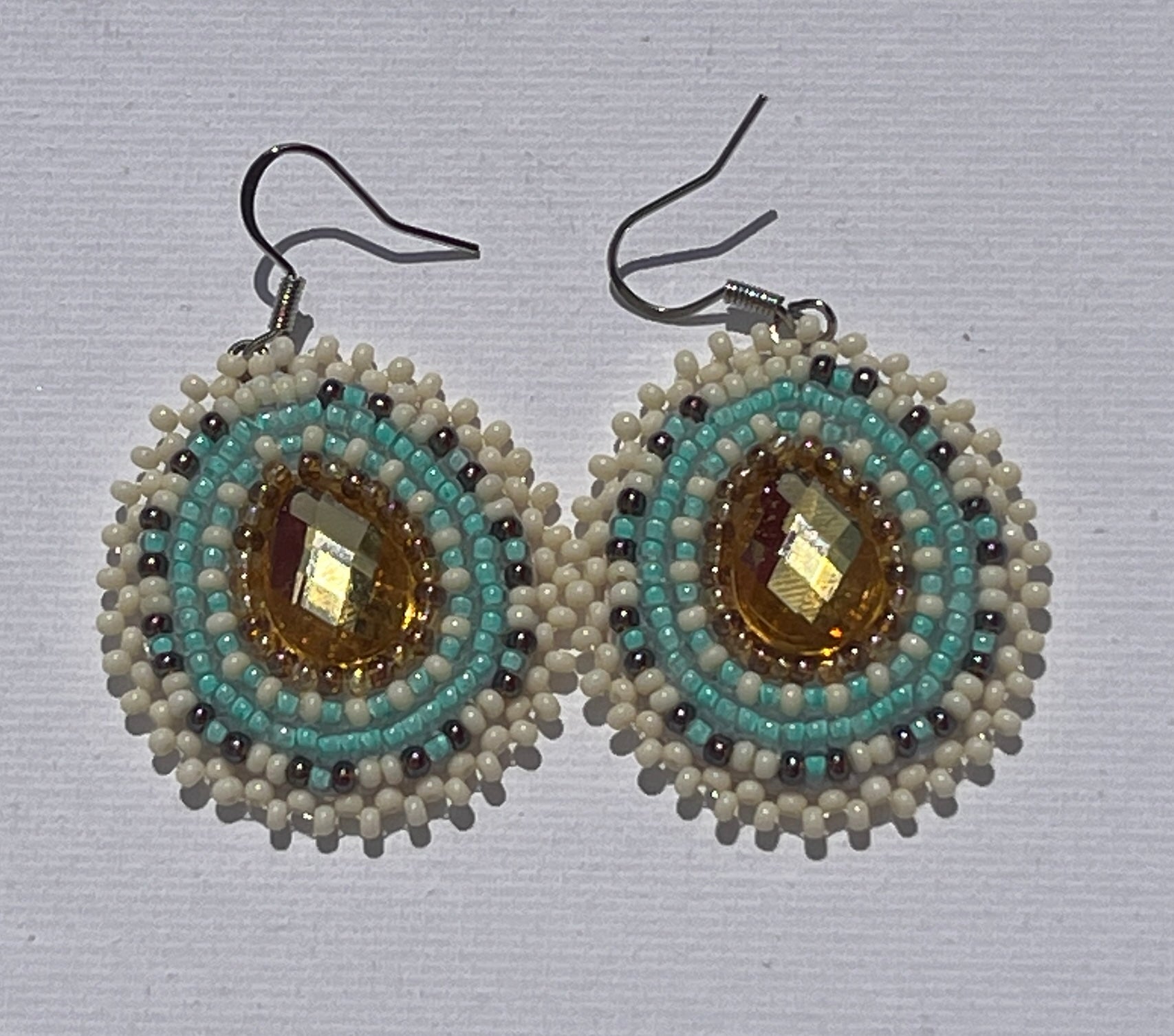 Brandon Swain Novlesky Teal and Gold Teardrop Earrings