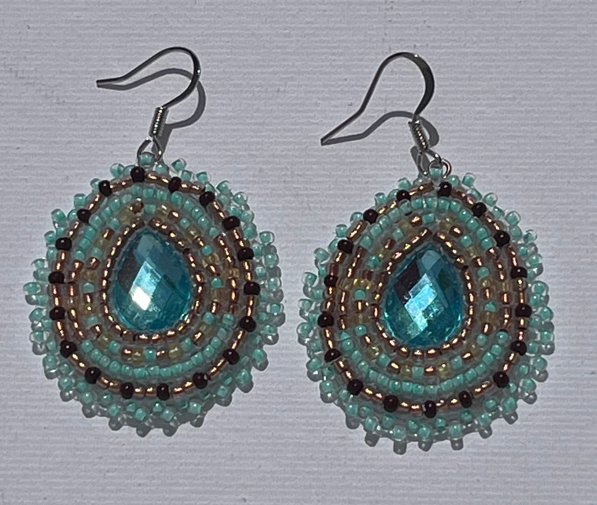 Brandon Swain Novlesky Teal and Gold Teardrop Earrings