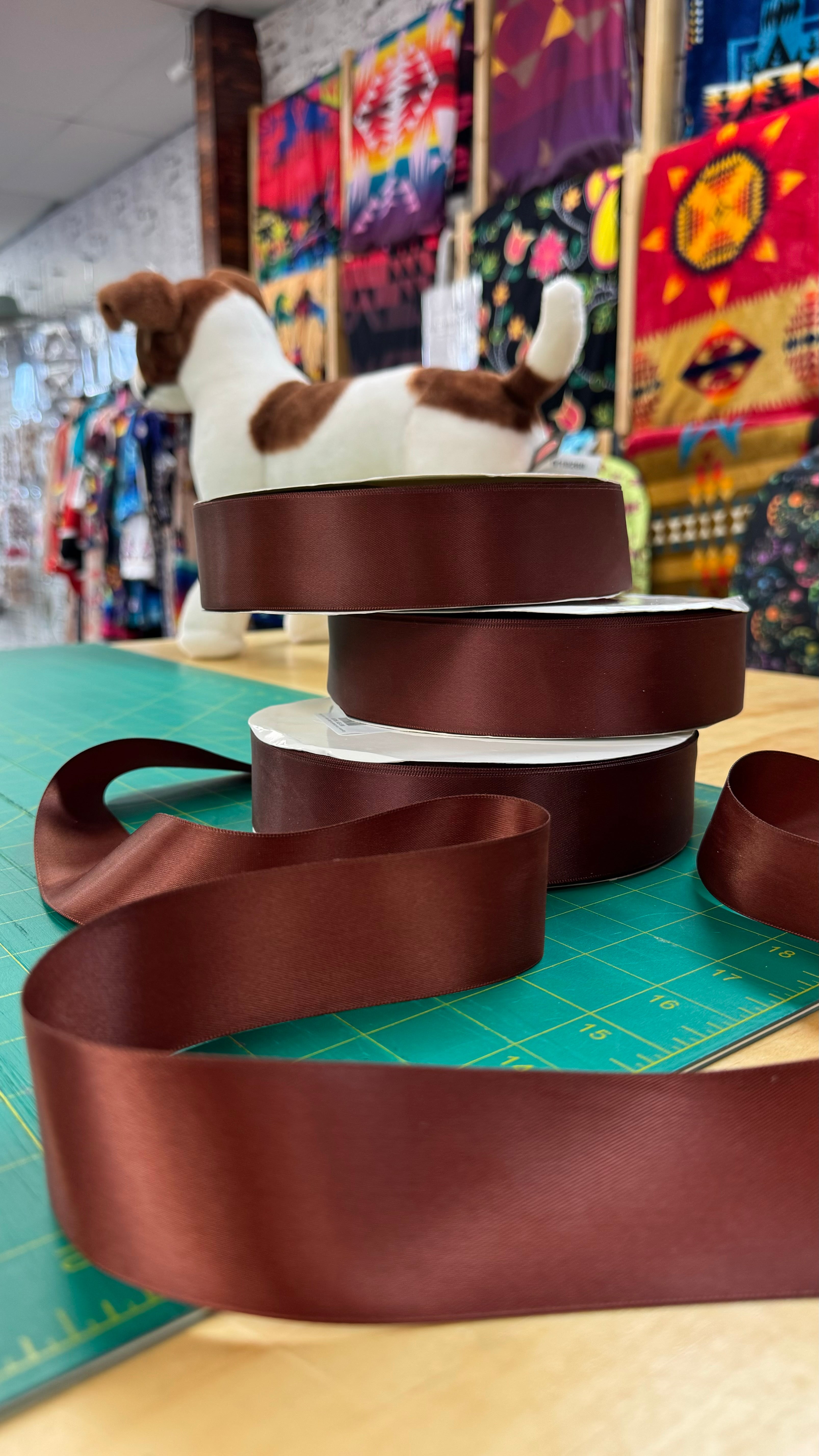 Cappuccino 1.5 Inch Double Face Satin Ribbon 100 Yard Roll