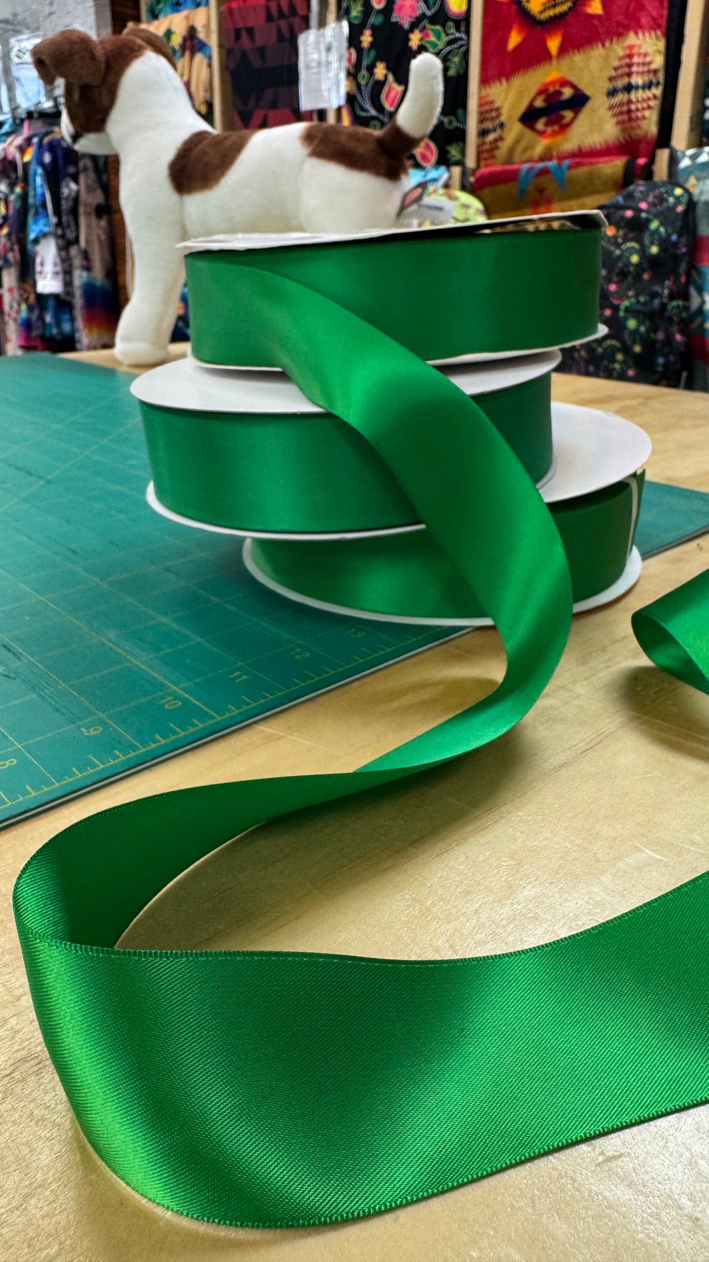 Fern Green 1.5 Inch Double Face Satin Ribbon 100 Yard Roll