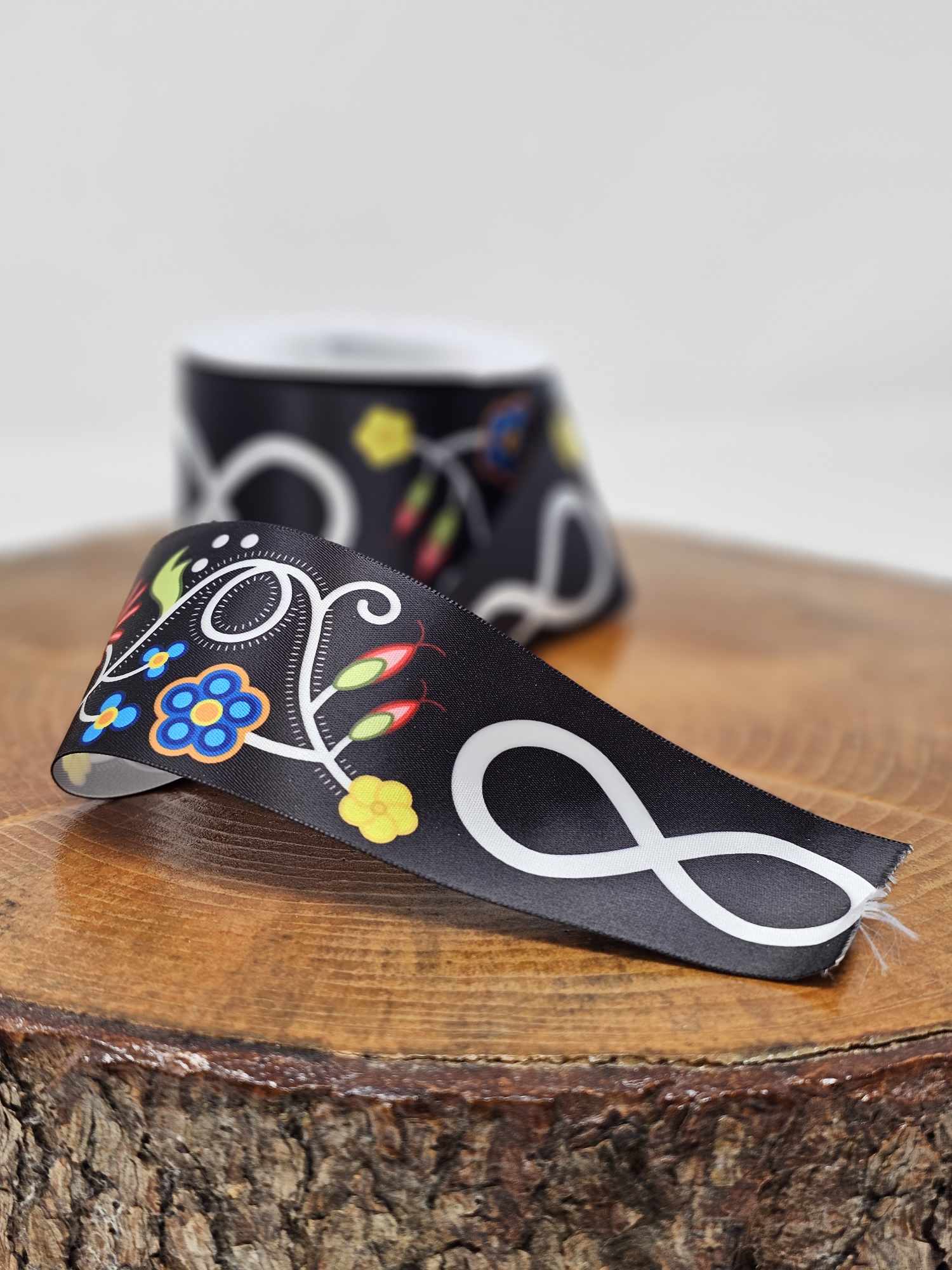 Metis Heritage Black Printed Ribbon