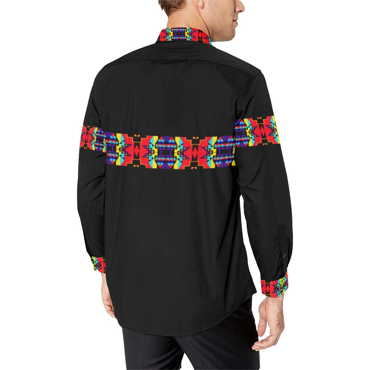 Blanket Strip Black III-1 Men's All Over Print Casual Dress Shirt (Model T61) Men's Dress Shirt (T61) e-joyer