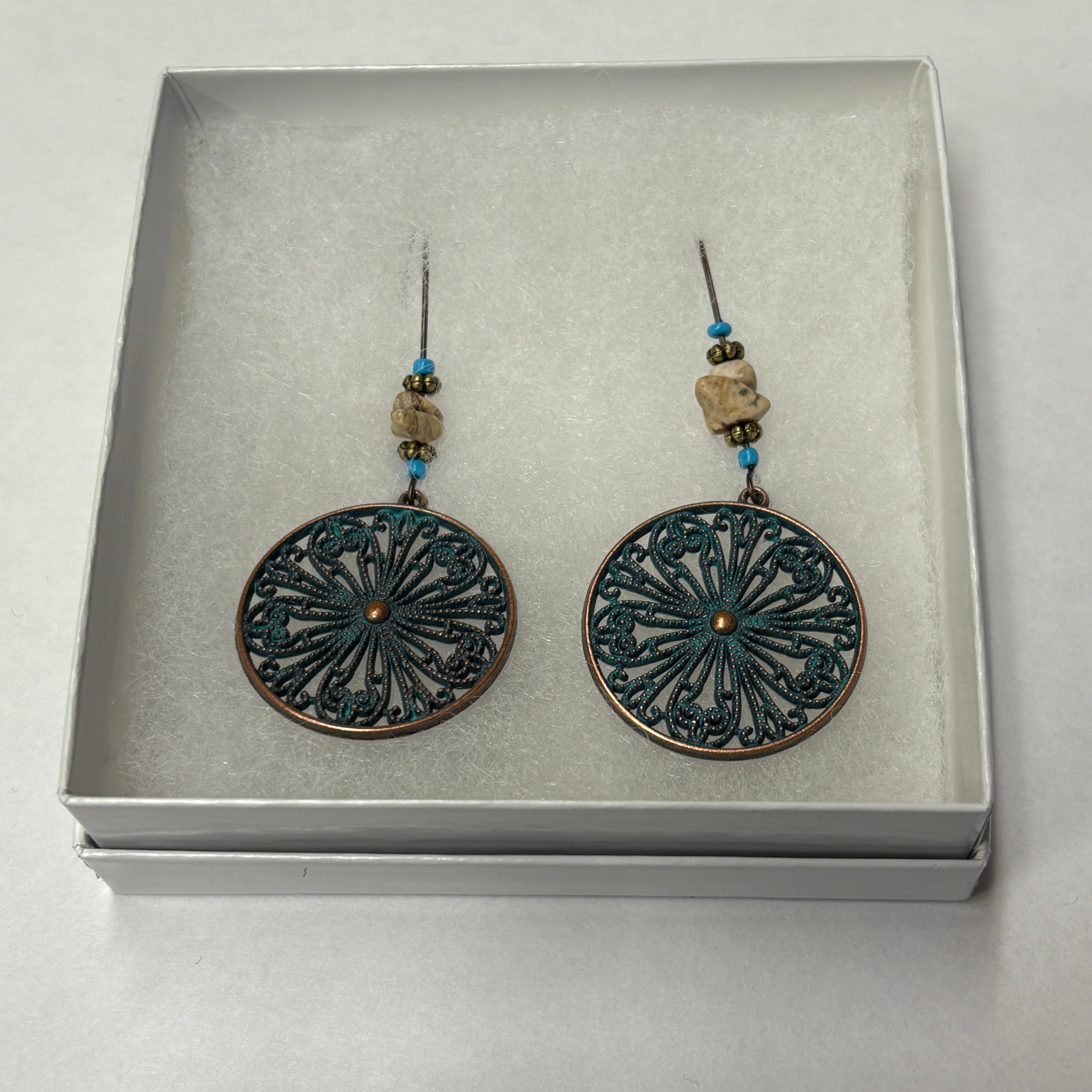 Blue Turquoise Flower Earrings