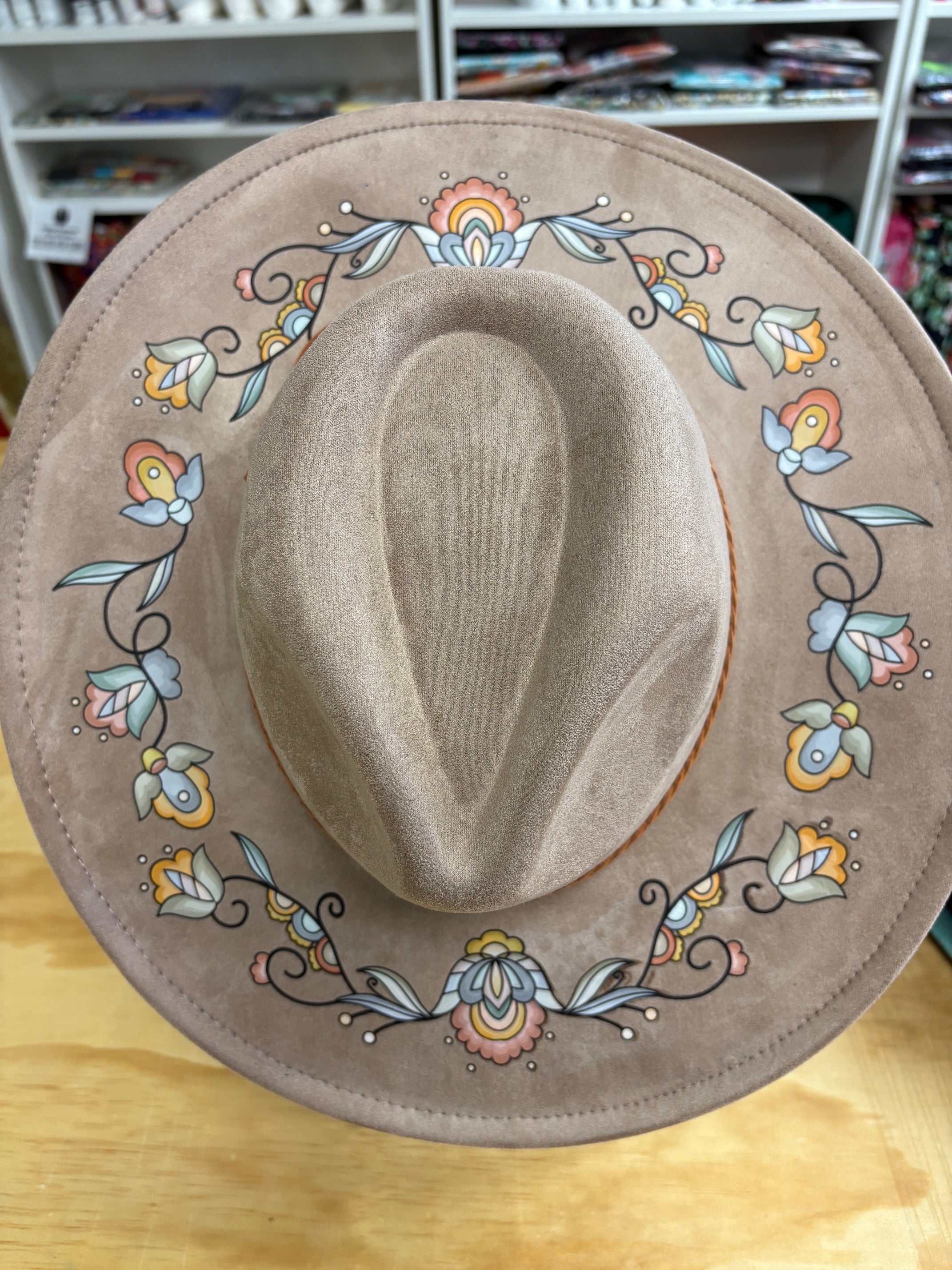 Falling Leaf Rising Bloom Tan Fedora Hat