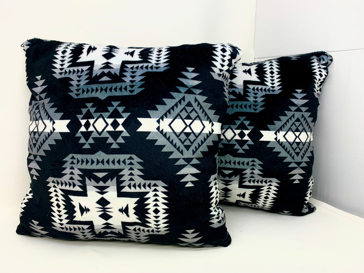 Pretty Blanket Black and White Throw Pillow Cover Set of 2
