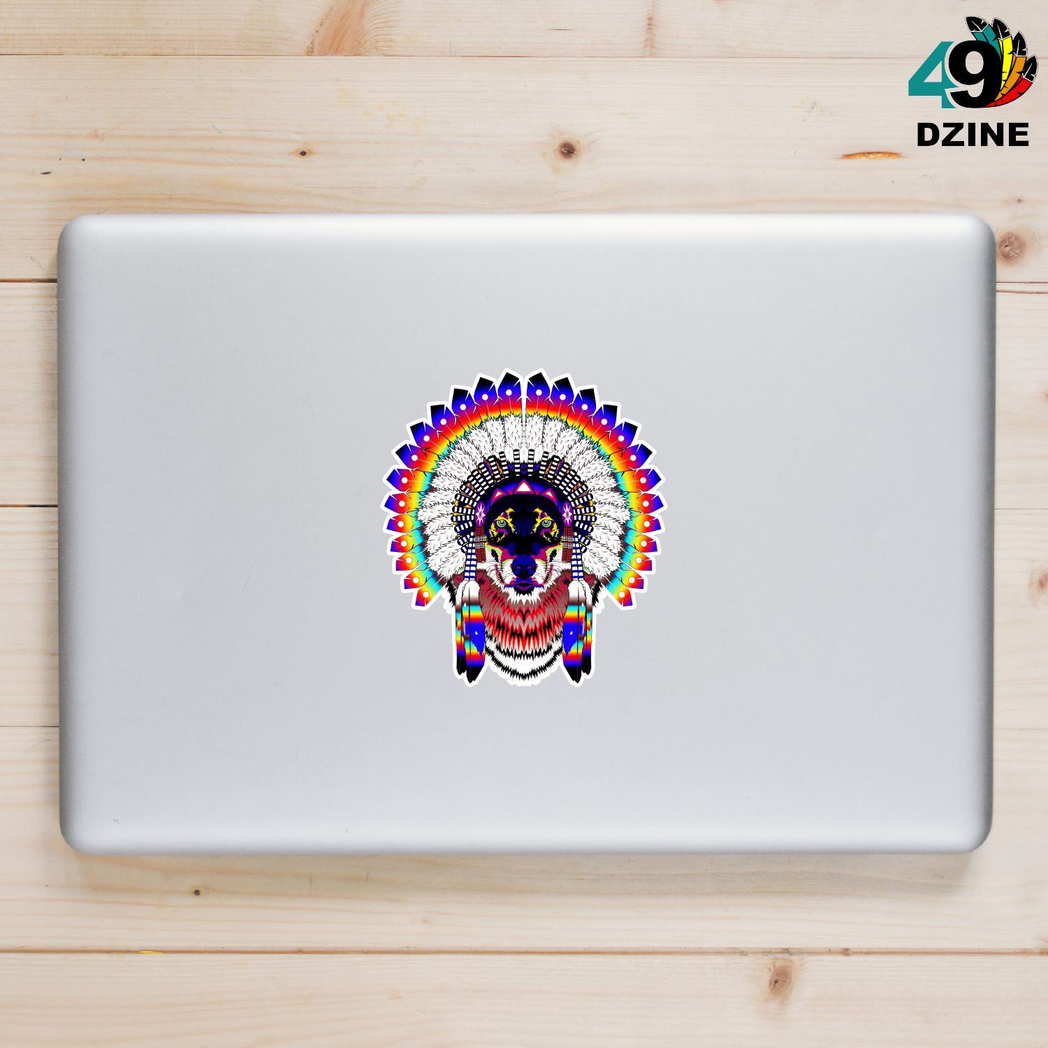 Rainbow Headdress Wolf Sticker