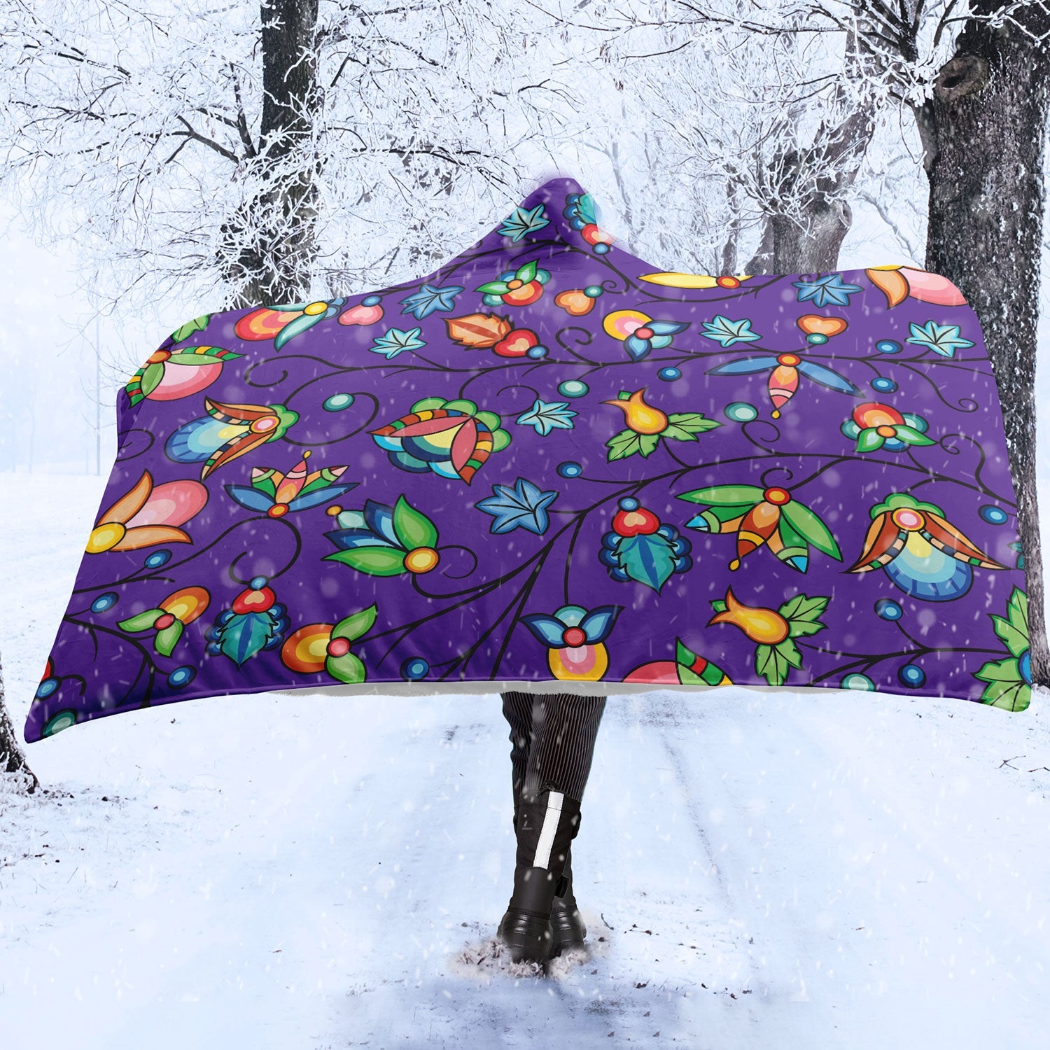 Prairie Plains Spirit Midnight Purple Hooded Blanket