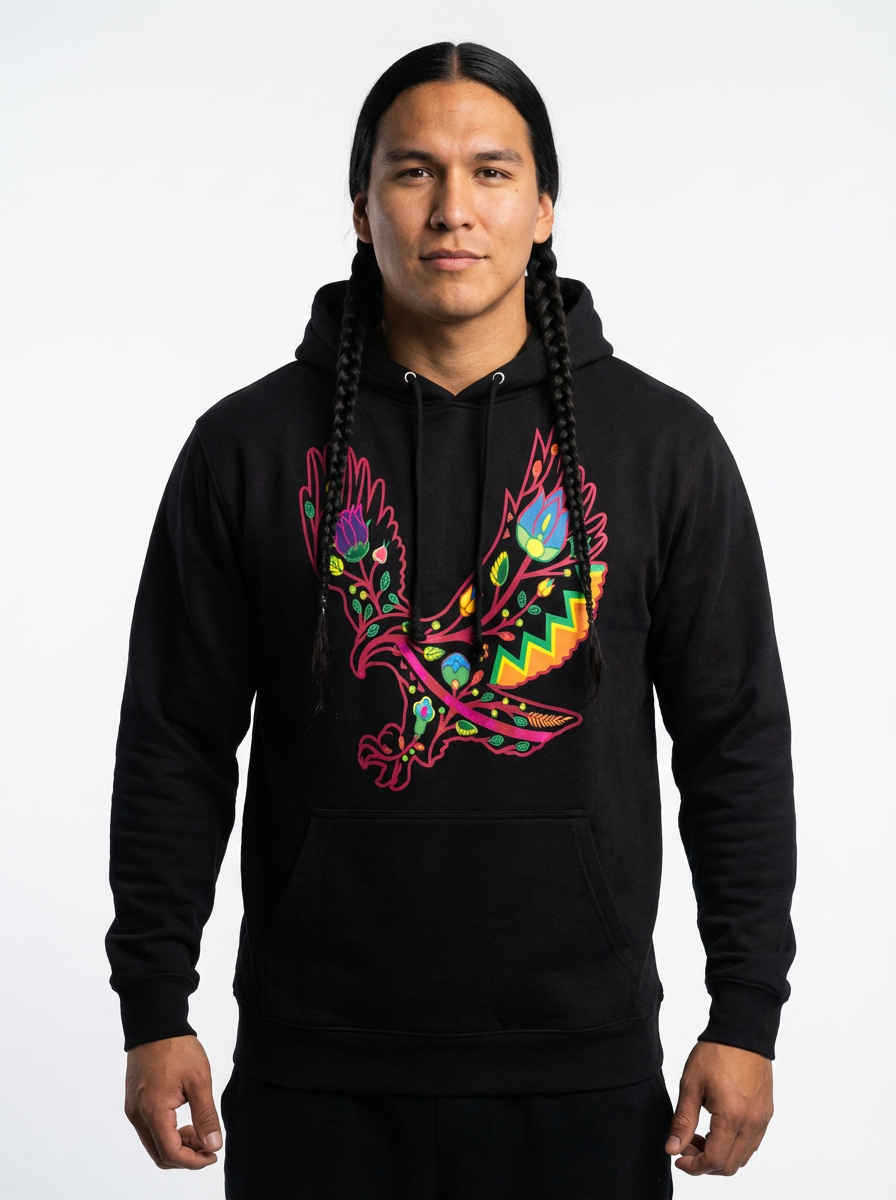 Floral Eagle Pullover Hoodie