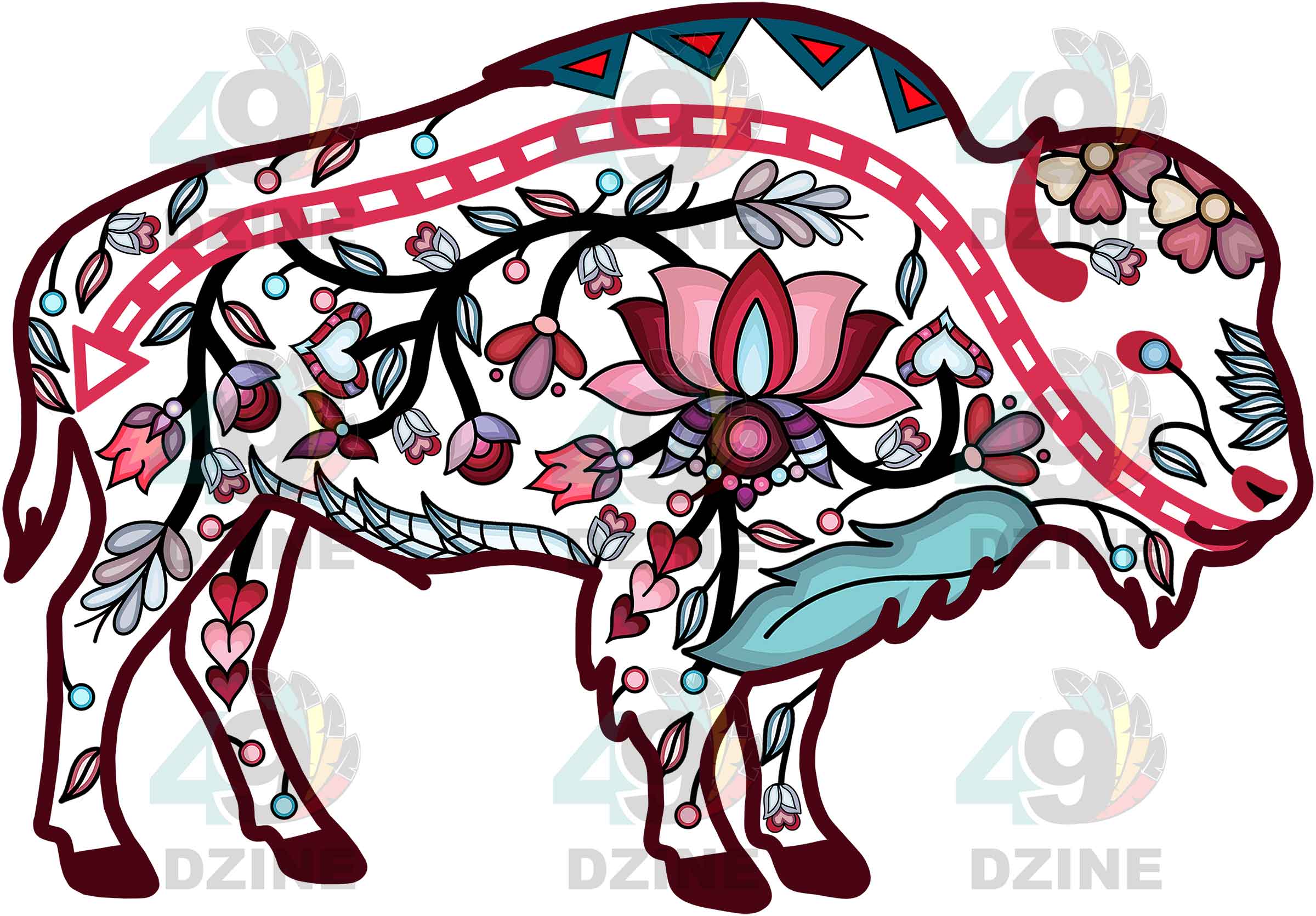 Buffalo Floral Motif 2 UV Sticker