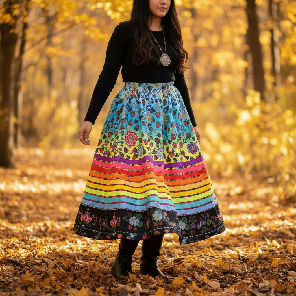 Berry Pop Rainbow Ribbon Skirt with Pockets and Underskirt Lining