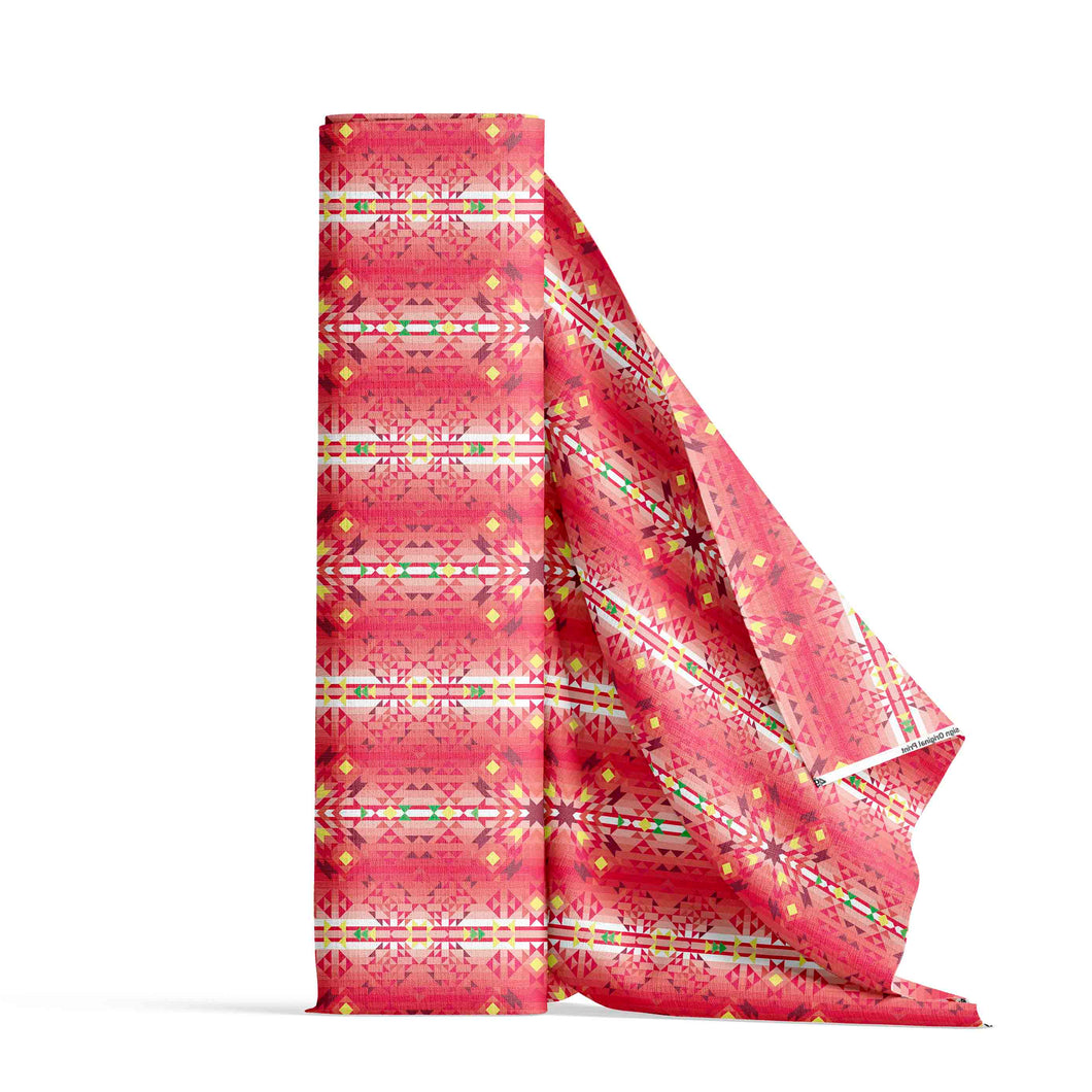 Red Pink Star Satin Fabric By the Yard