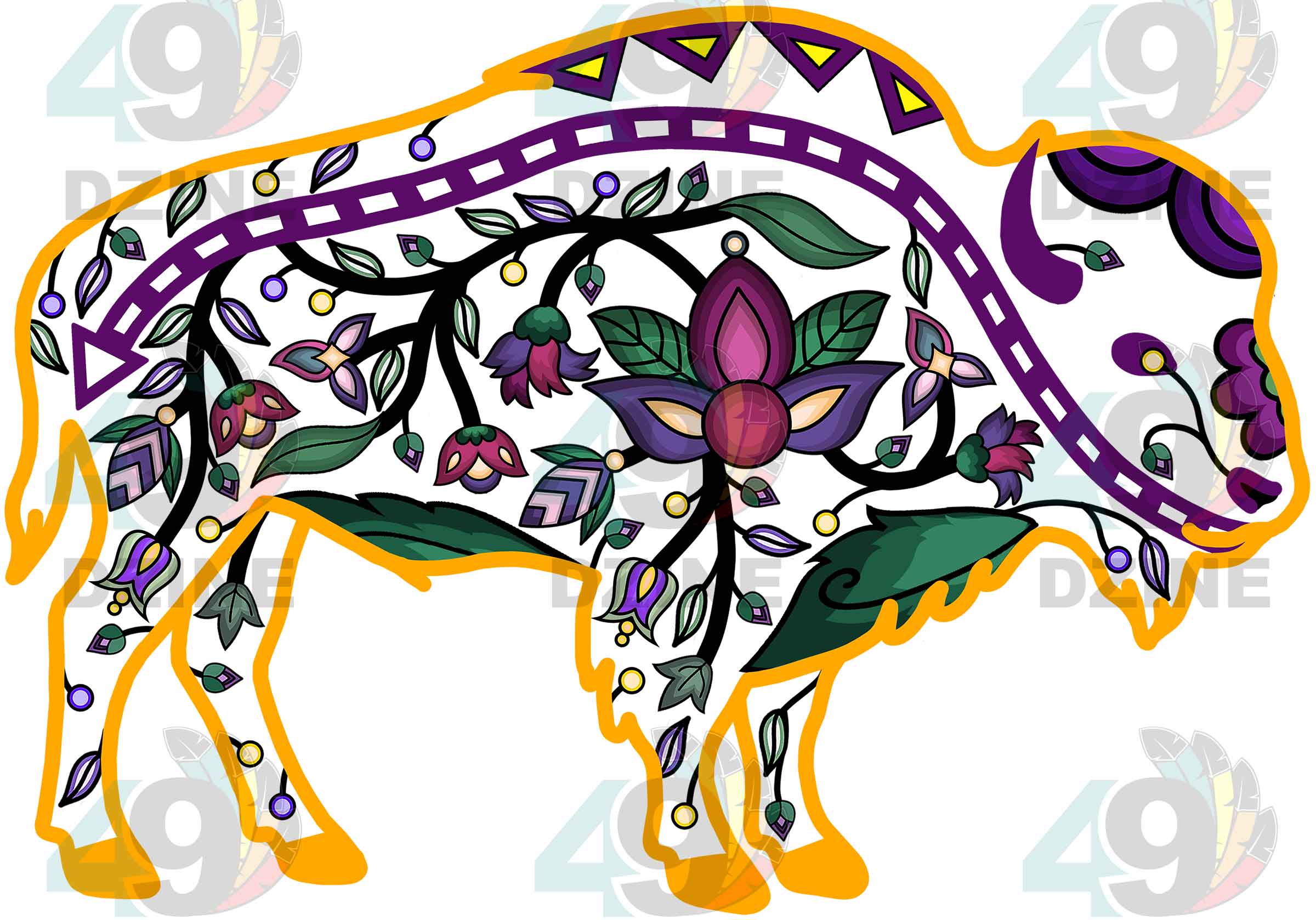 Buffalo Floral Motif 1 UV Sticker