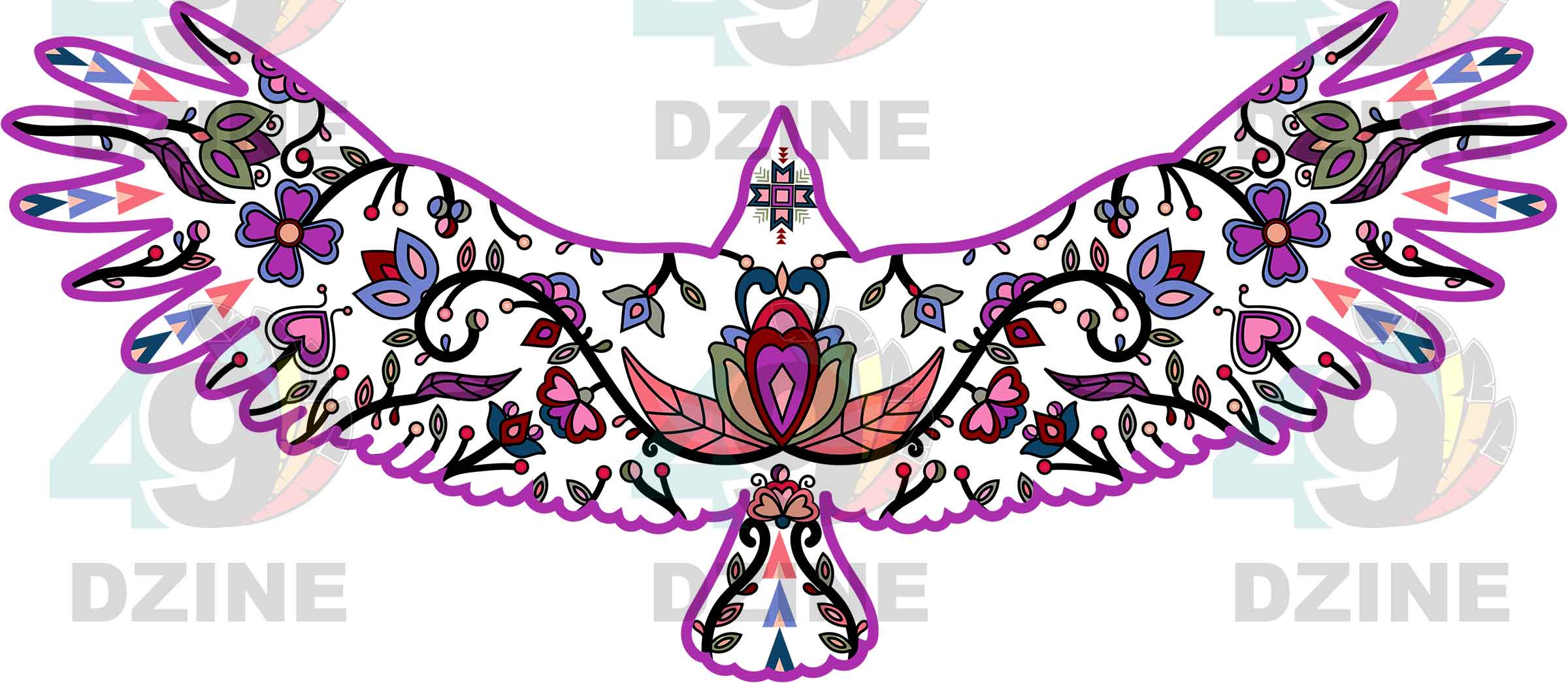 Eagle Floral Animals 02 UV Sticker