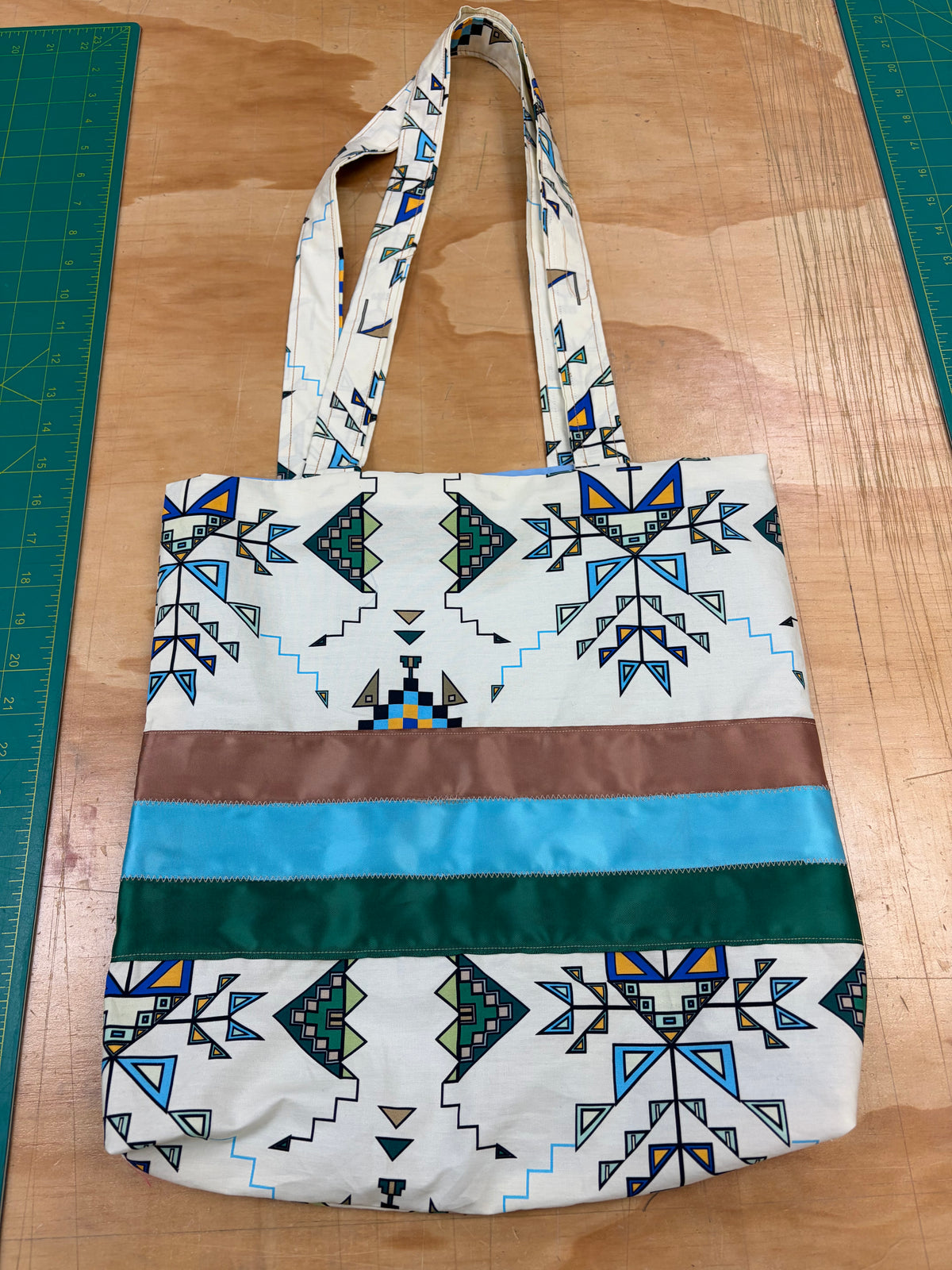 Bear Shield White Ribbon Tote Bag