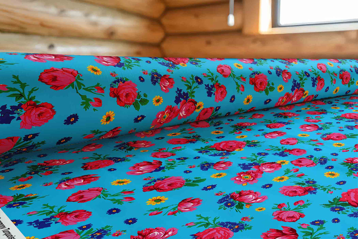 Kokum Ceremony Turquoise Cotton Poplin