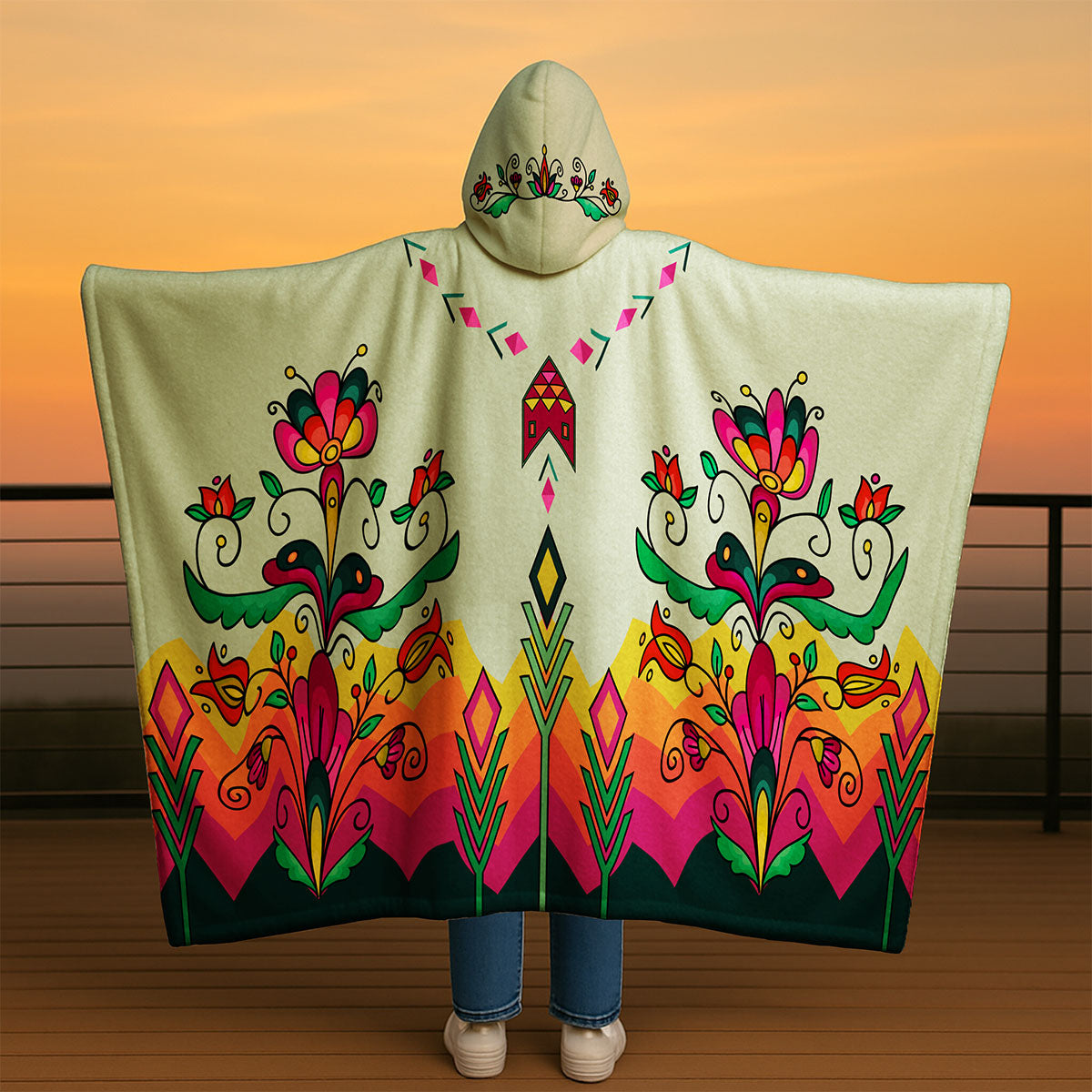 Autumn Kinship Wreath Hooded Blanket