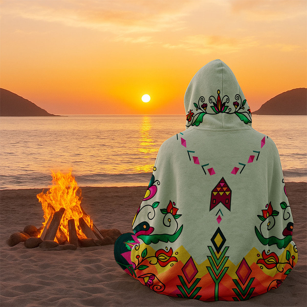 Autumn Kinship Wreath Hooded Blanket