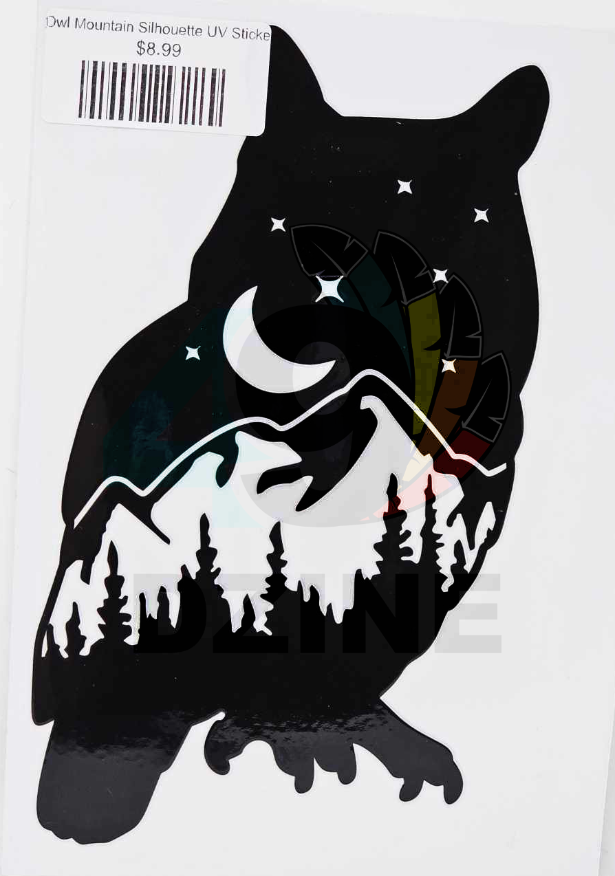Owl Mountain Silhouette UV Sticker