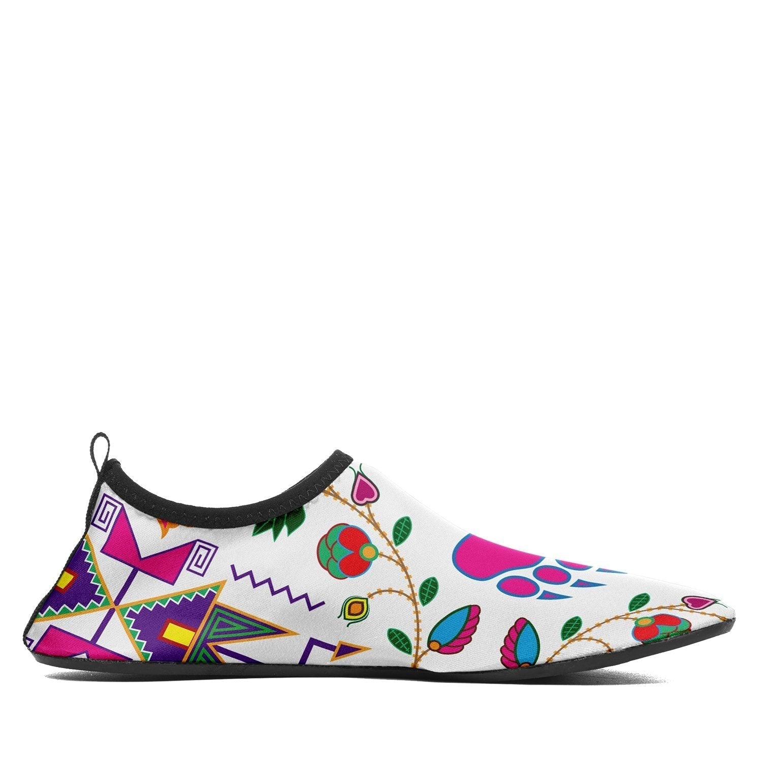Kids Geometric Floral Fall White Sockamoccs Slip On Shoes