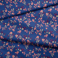 Load image into Gallery viewer, Swift Floral Peach Blue Cotton Poplin Fabric By the Yard Fabric NBprintex 
