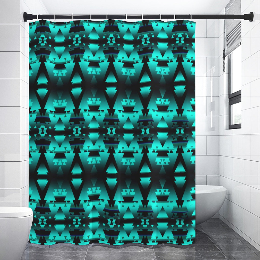 Dark Teal Winter Camp Shower Curtain (59 inch x 71 inch)