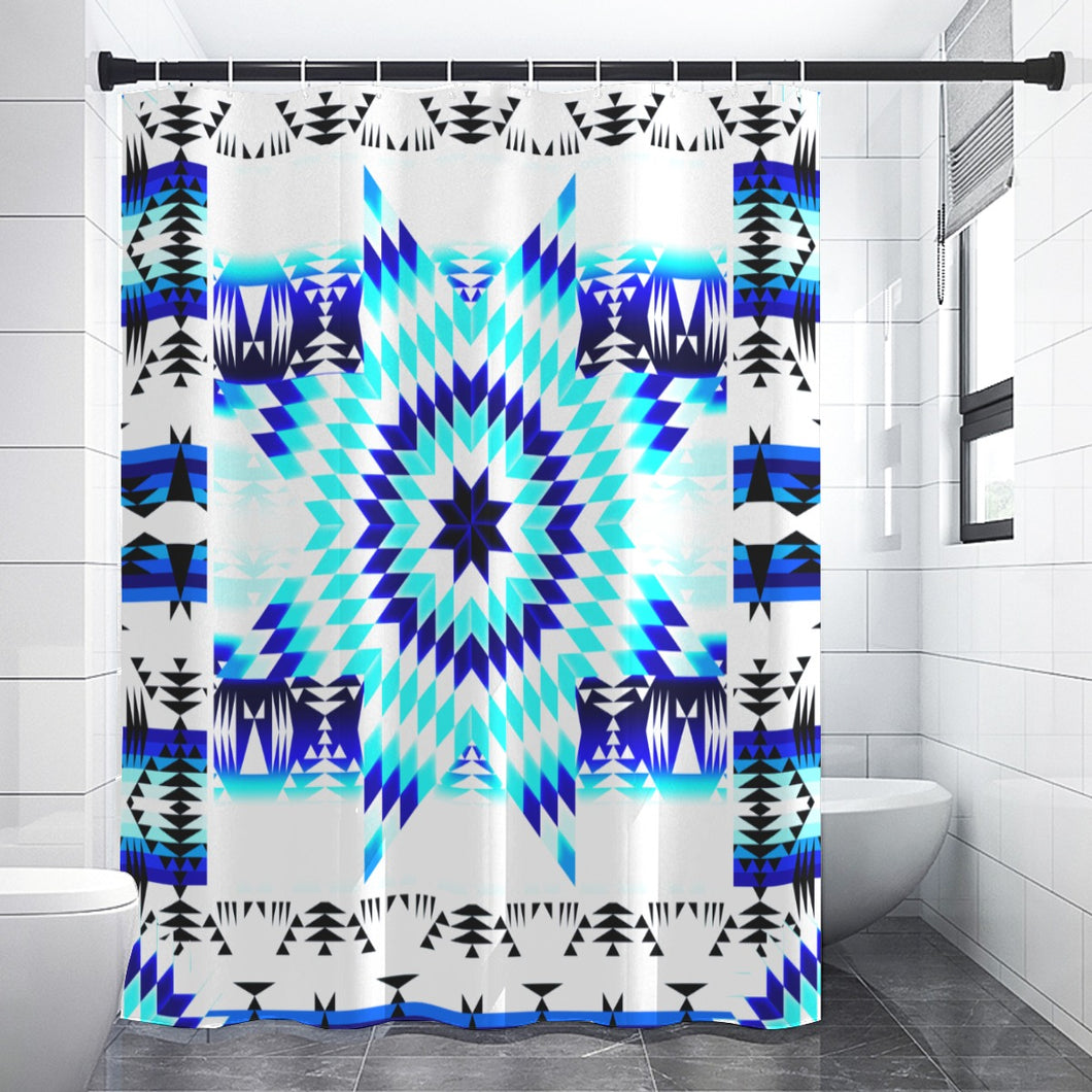 Deep Lake White Star Shower Curtain (59 inch x 71 inch)