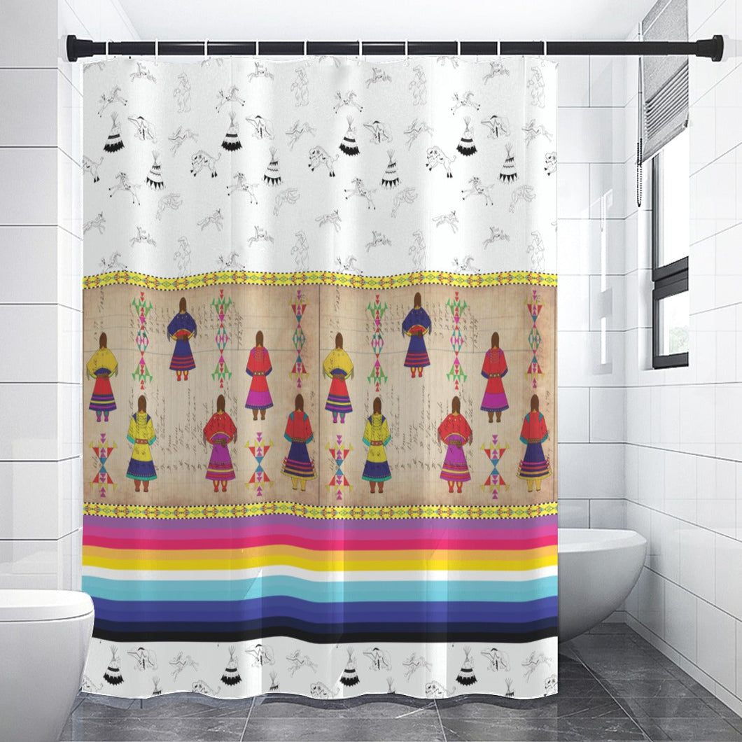 Ledger Round Dance Clay Shower Curtain (59 inch x 71 inch)