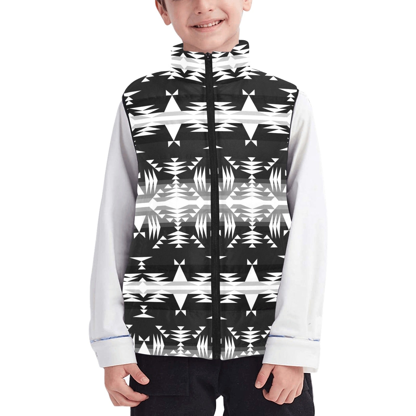 Between the Mountains Black and White Kid's Padded Vest