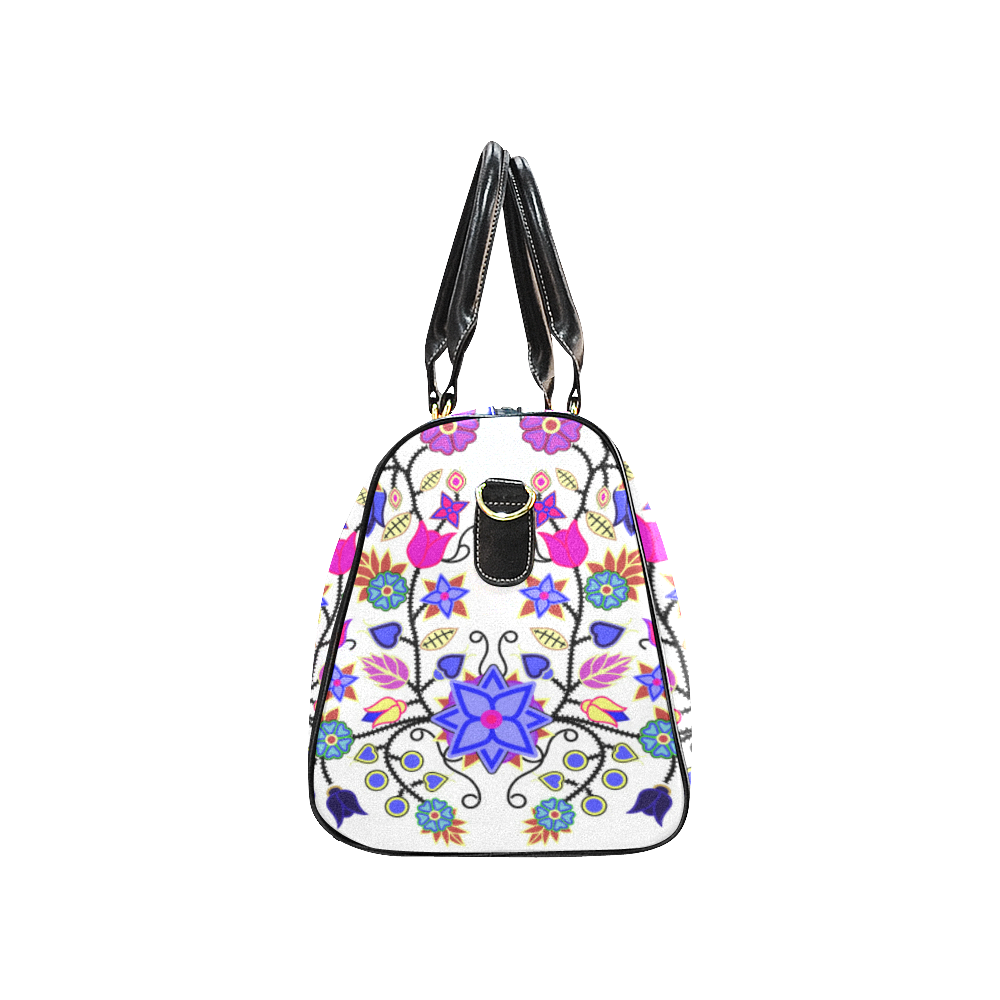 Floral Beadwork Seven Clans White Waterproof Travel Bag