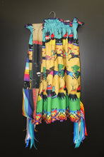 Load image into Gallery viewer, Double sided Ledger Black/Prairie Bison Hunt Overlay Ribbon Skirt w/ Bag
