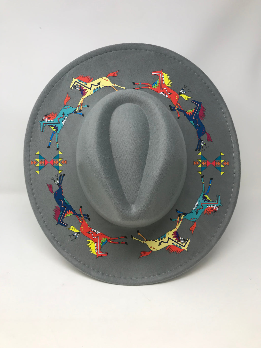Ledger Horses Gray Fedora Hat