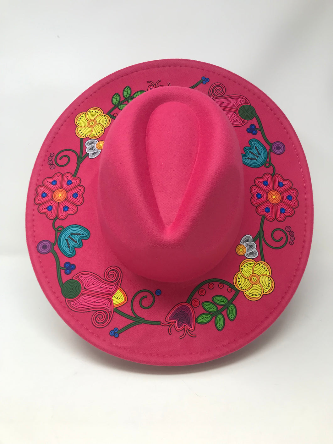 Beaded Florals Hot Pink Fedora Hat
