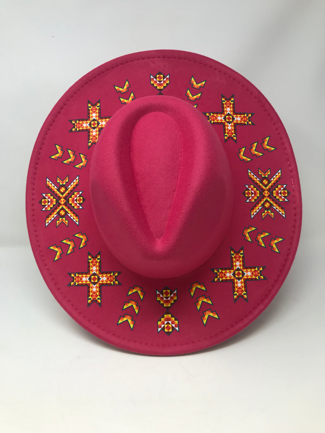 Geometric Fire Hot Pink Fedora Hat
