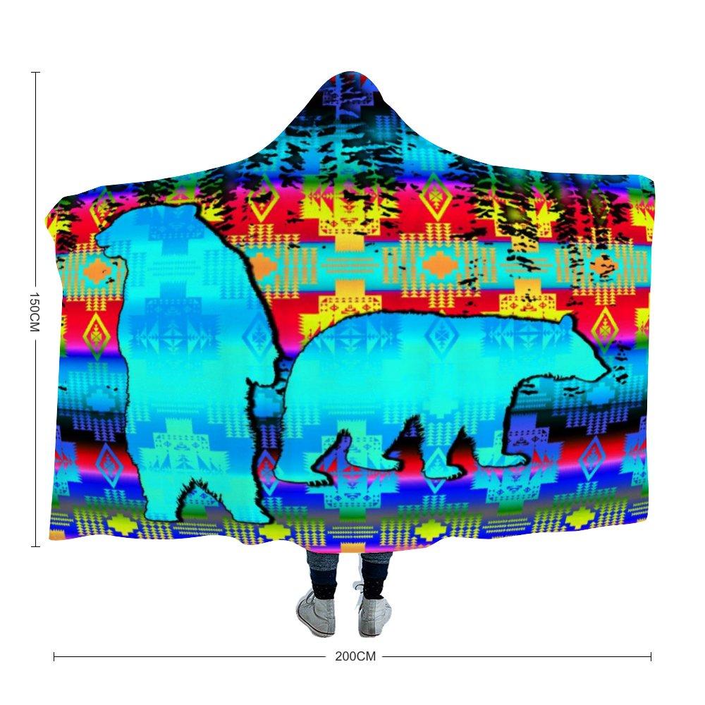 Bear Clan Summer Meadows Cloak Hooded Blanket 49 Dzine Adult Size - 60"x80" 