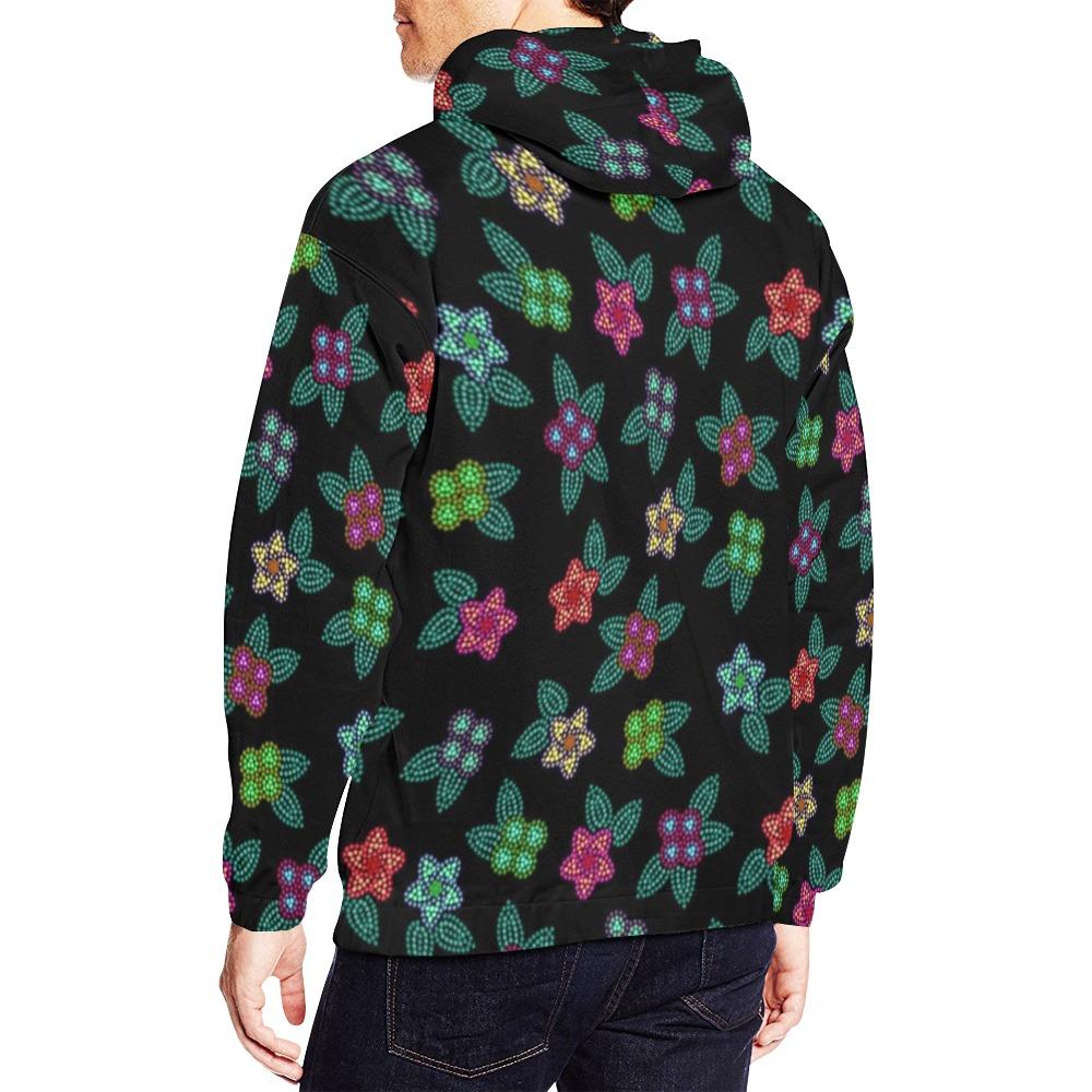 Berry Flowers Black All Over Print Hoodie for Men (USA Size) (Model H13) All Over Print Hoodie for Men (H13) e-joyer 