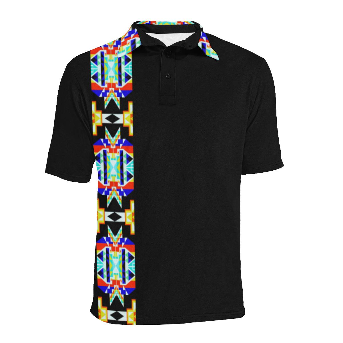 Black Blanket Strip Men's All Over Print Polo Shirt (Model T55) Men's Polo Shirt (Model T55) e-joyer 