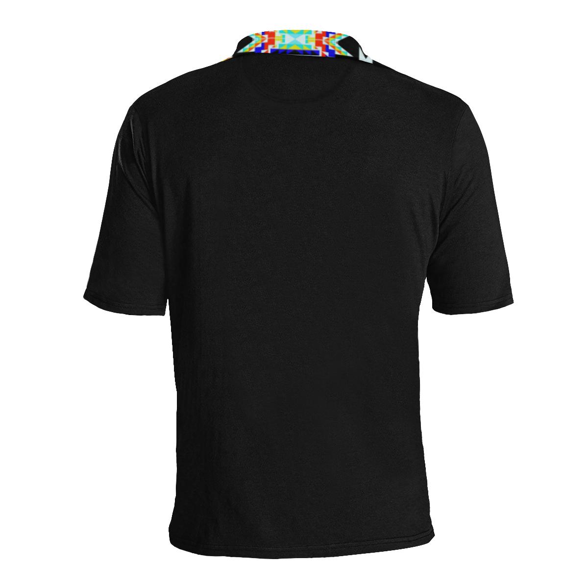 Black Blanket Strip Men's All Over Print Polo Shirt (Model T55) Men's Polo Shirt (Model T55) e-joyer 